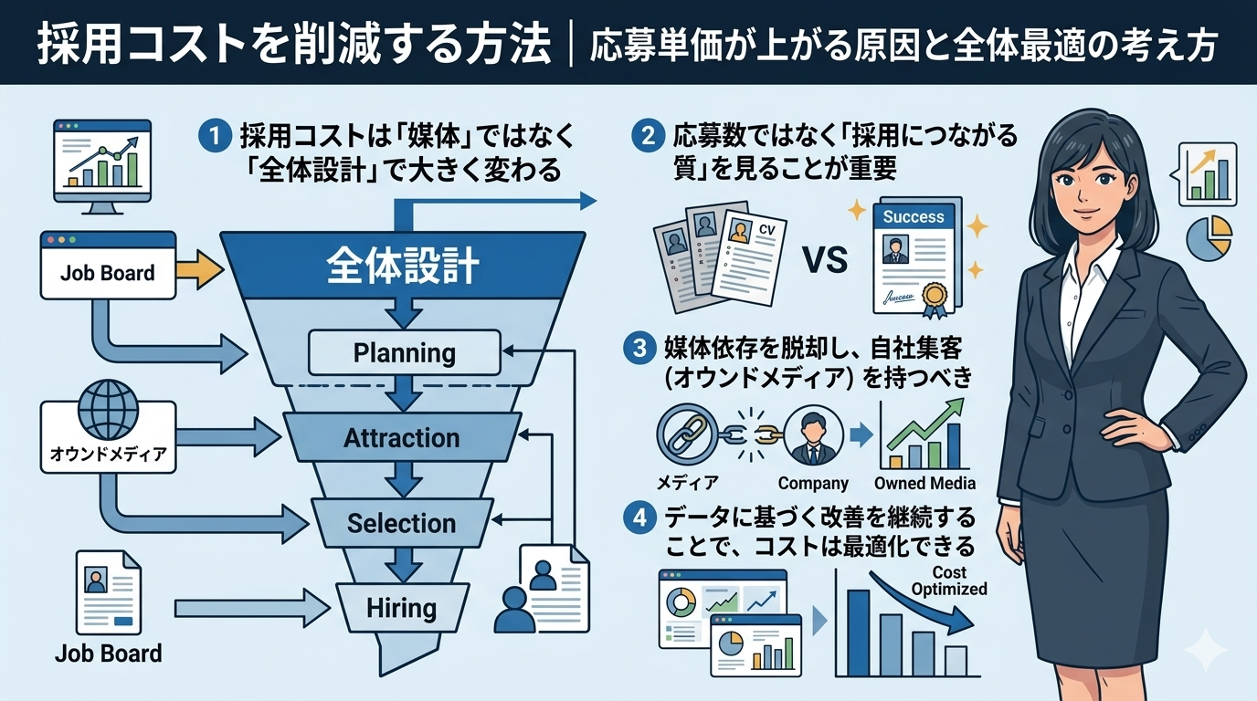 採用コストを削減する方法｜応募単価が上がる原因と全体最適の考え方