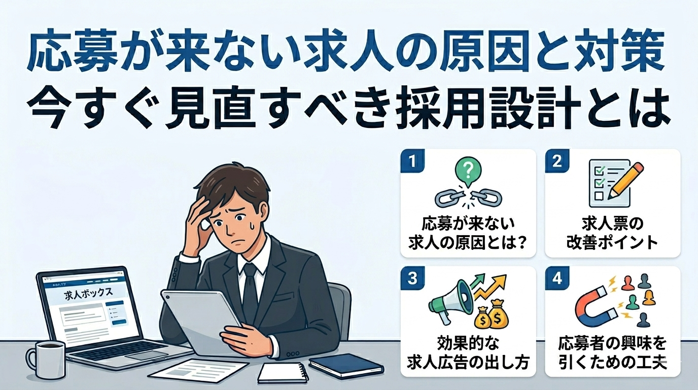 応募が来ない求人の原因と対策｜今すぐ見直すべき採用設計とは