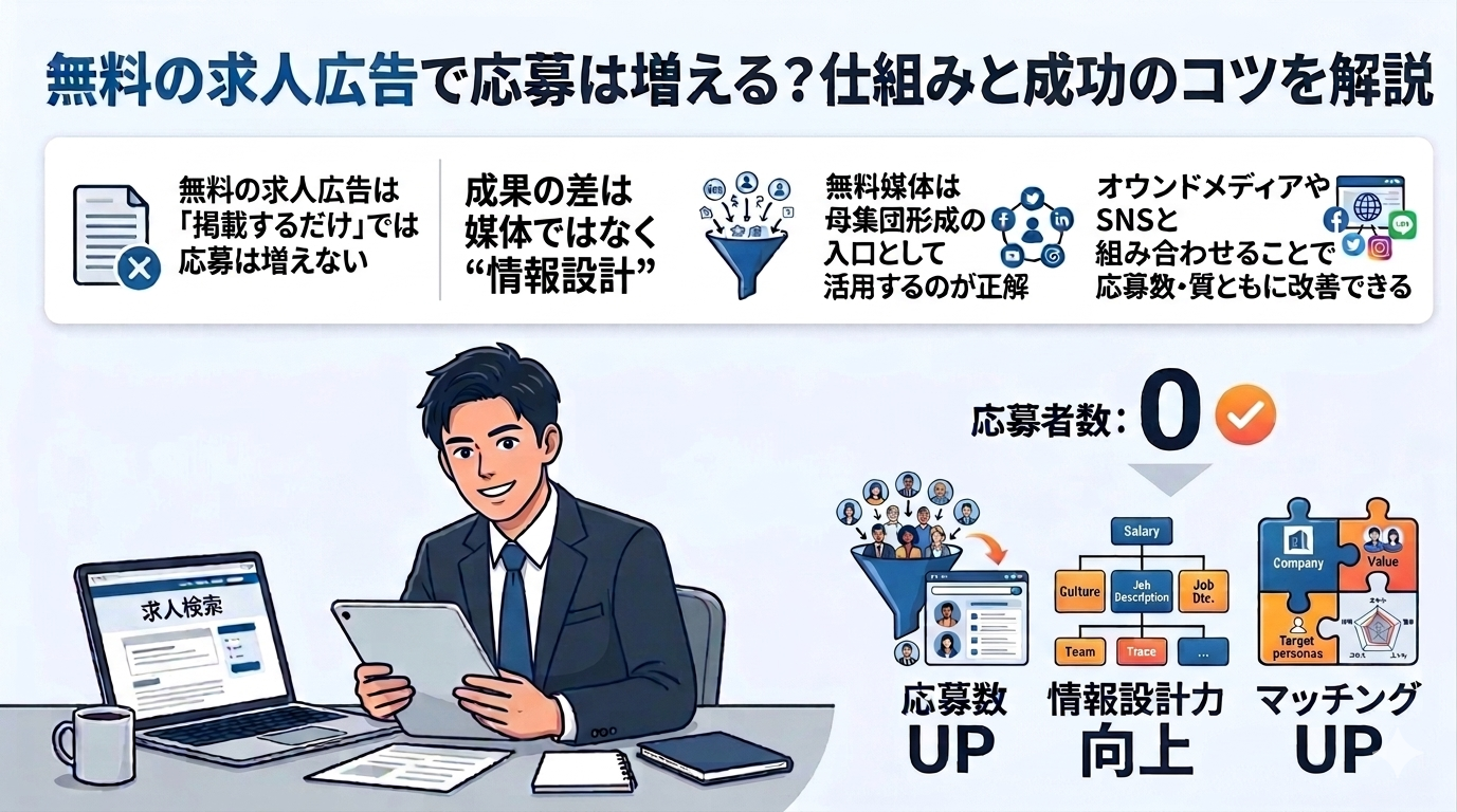 無料の求人広告で応募は増える？仕組みと成功のコツを解説